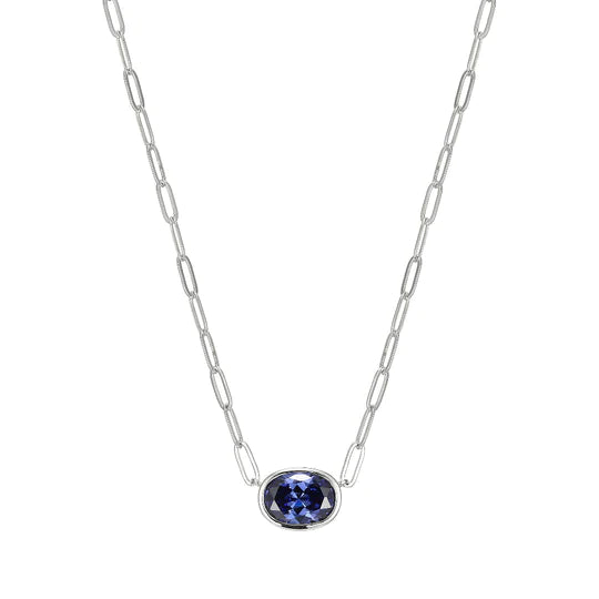 women's lotus flower necklaces -SS Necklace with Tanzanite Crystal