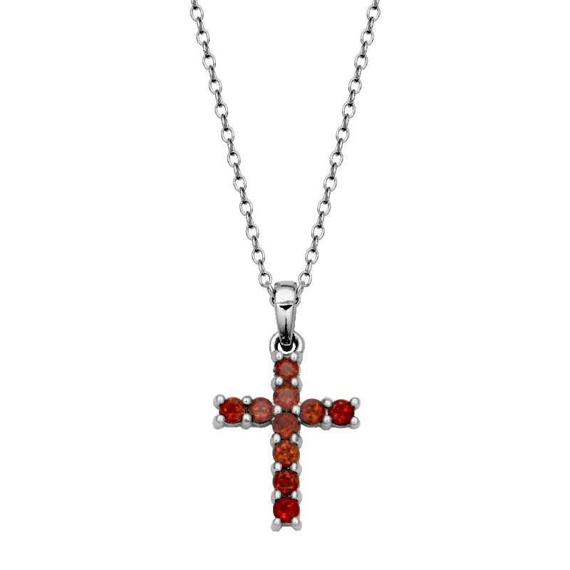 women's gold necklaces -Garnet Cross Necklace