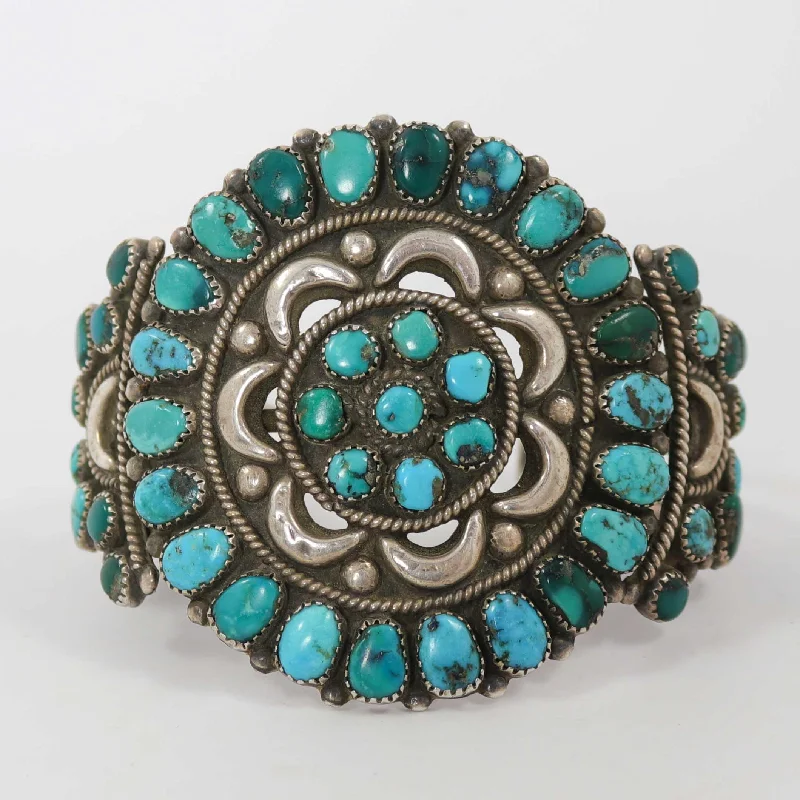 women's luxury charm bracelets -1940s Turquoise Cluster Cuff