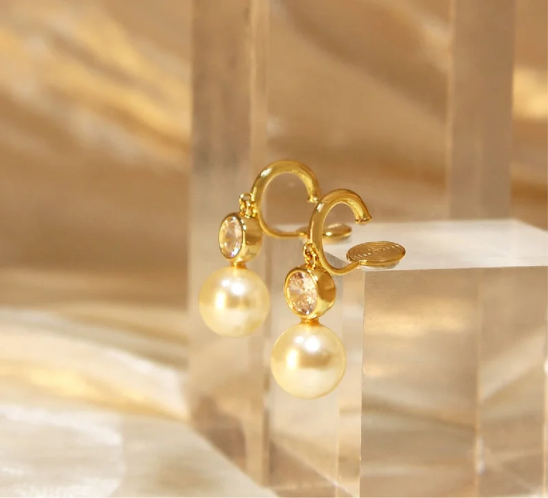 women's silver stud earrings -Elise Pearl Earrings