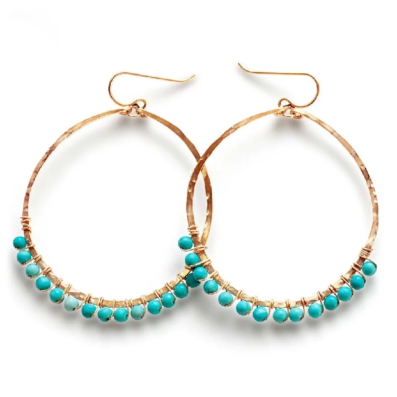 women's modern design earrings -Gemstone Arc Hoops - Turquoise