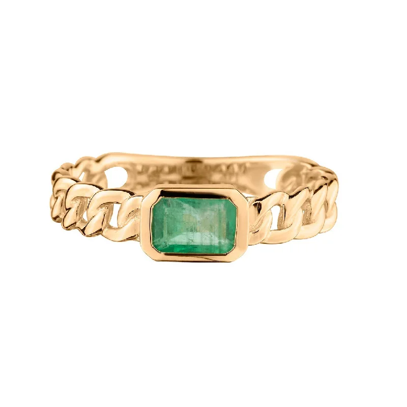 women's bridal set rings -EMERALD LINK RING