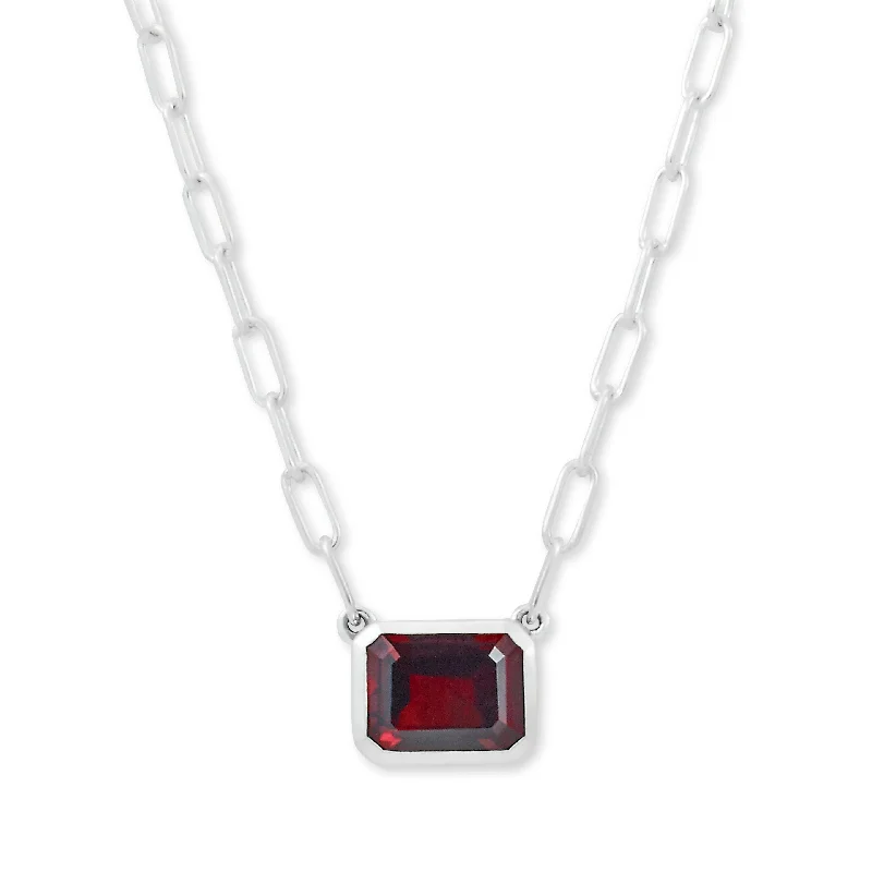 women's stylish necklaces -Sterling Silver Garnet Necklace