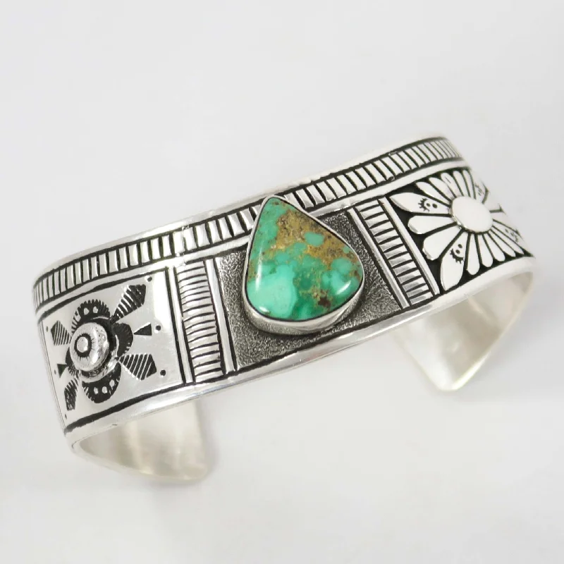 women's silver bangles set -Royston Turquoise Cuff