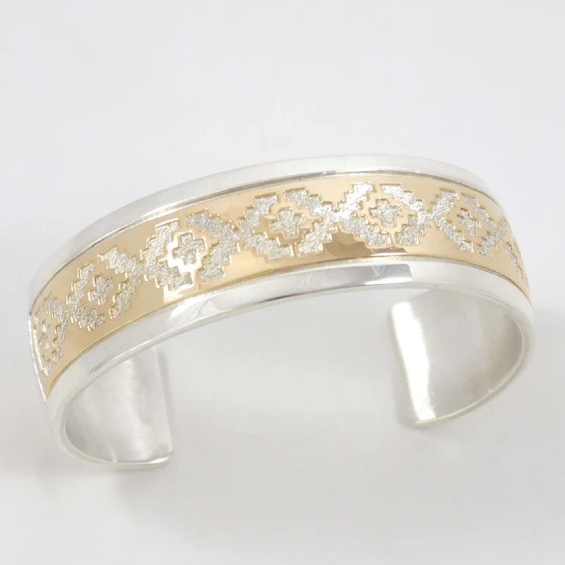 women's stylish bangles -Gold on Silver Overlay Cuff