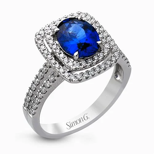 women's delicate necklaces -Sapphire & Diamond Ring