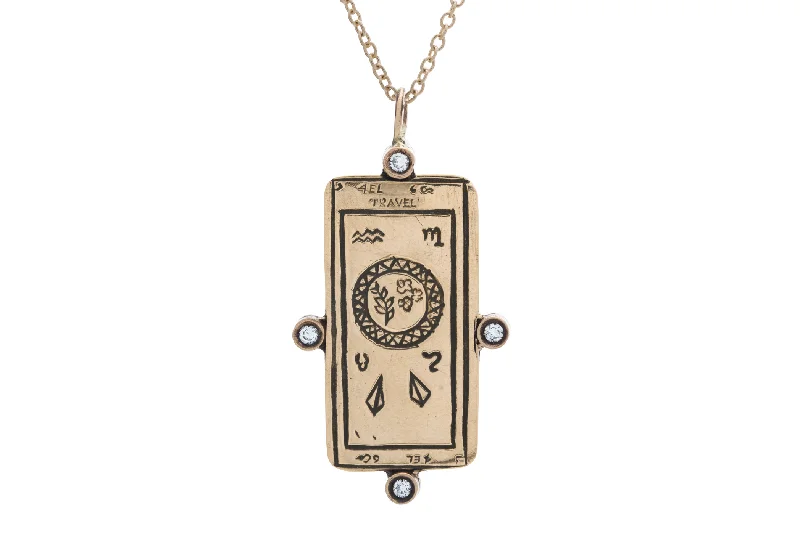 women's glamorous necklaces -Diamond Travel Tarot Card Necklace