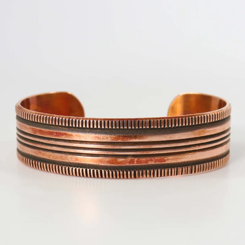 women's friendship bangles -Stamped Copper Cuff