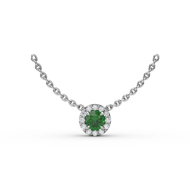 women's art deco necklaces -Classic Emerald and Diamond Pendant Necklace