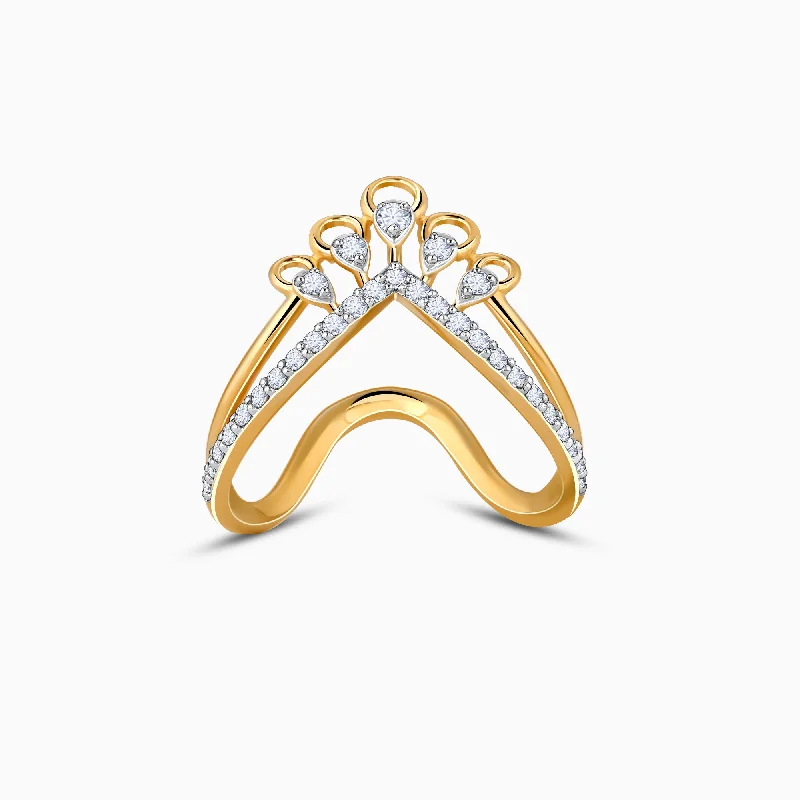 women's floral rings -Gold Circulaire Diamond Vanki Ring