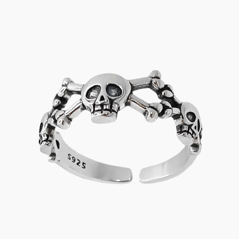 women's birthstone rings -Mechanical Skeleton Skull Open Ring