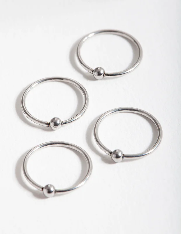 women's elegant engagement rings -Surgical Steel Ball Nose Ring 4-Pack