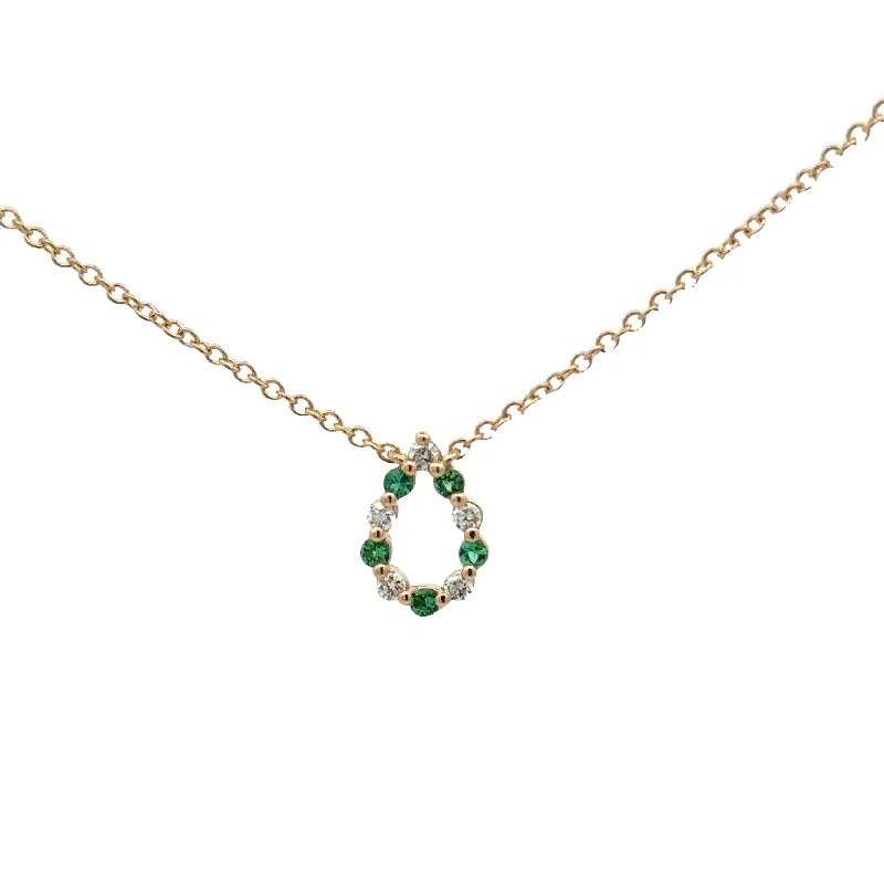 women's crystal pendant necklaces -Alternating Emerald & Diamond Necklace