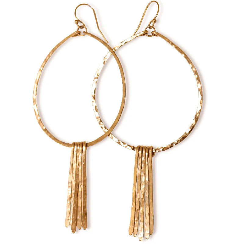 women's vintage silver earrings -XL Round Fringe Hoops