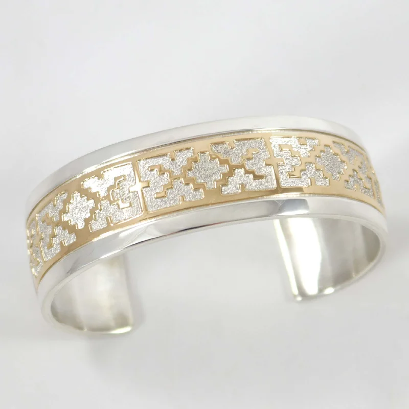 women's luxury bangles for wedding -Gold on Silver Overlay Cuff