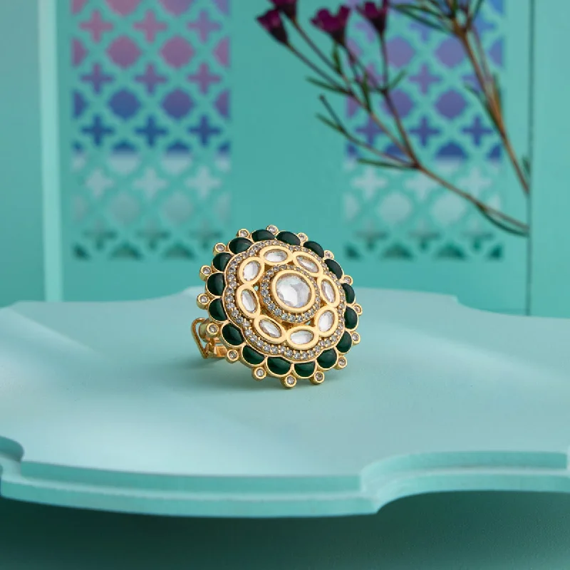 women's gold statement rings -Kundan Finger Ring 164148