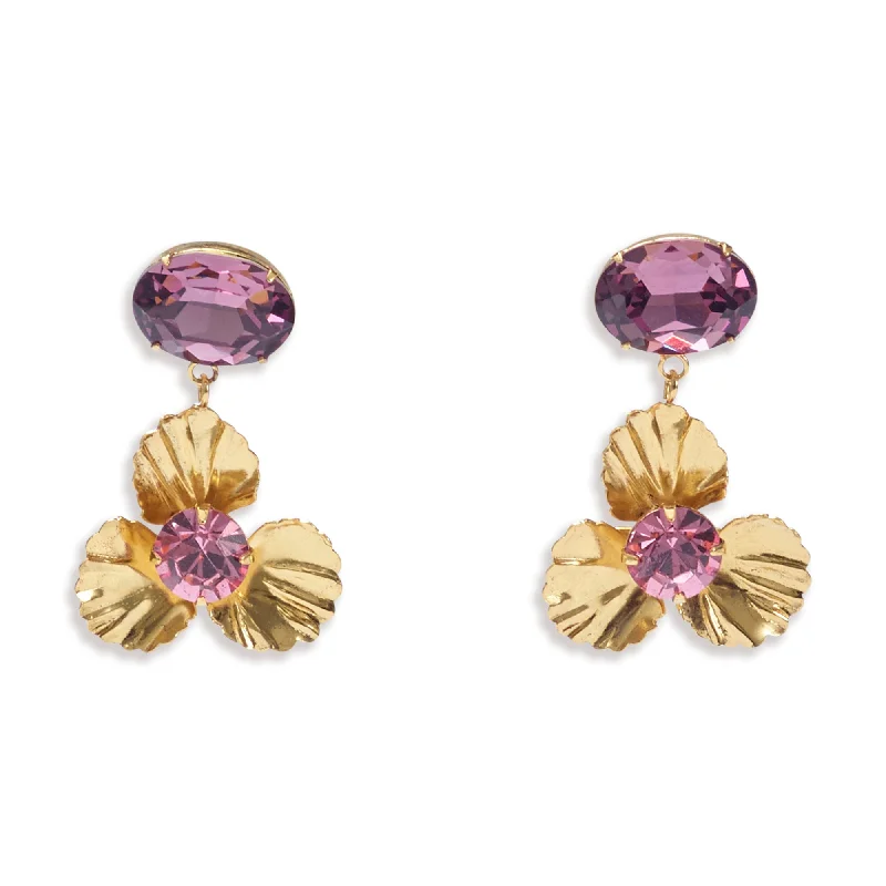 women's crystal drop earrings -Brielle Floral Earrings