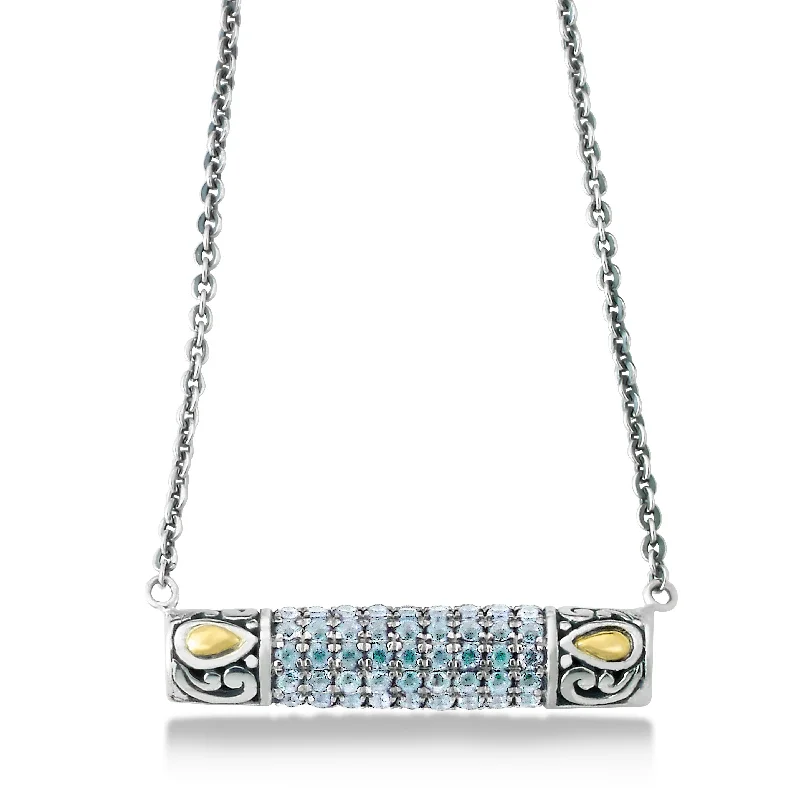 women's romantic necklaces -Sterling Silver/18K Blue Topaz Necklace