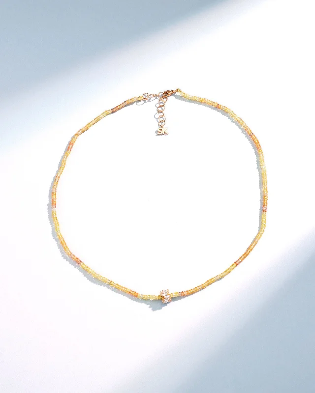 women's handmade necklaces -Infinite Beaded Yellow Tourmaline & Mini Diamond Rondelle Necklace