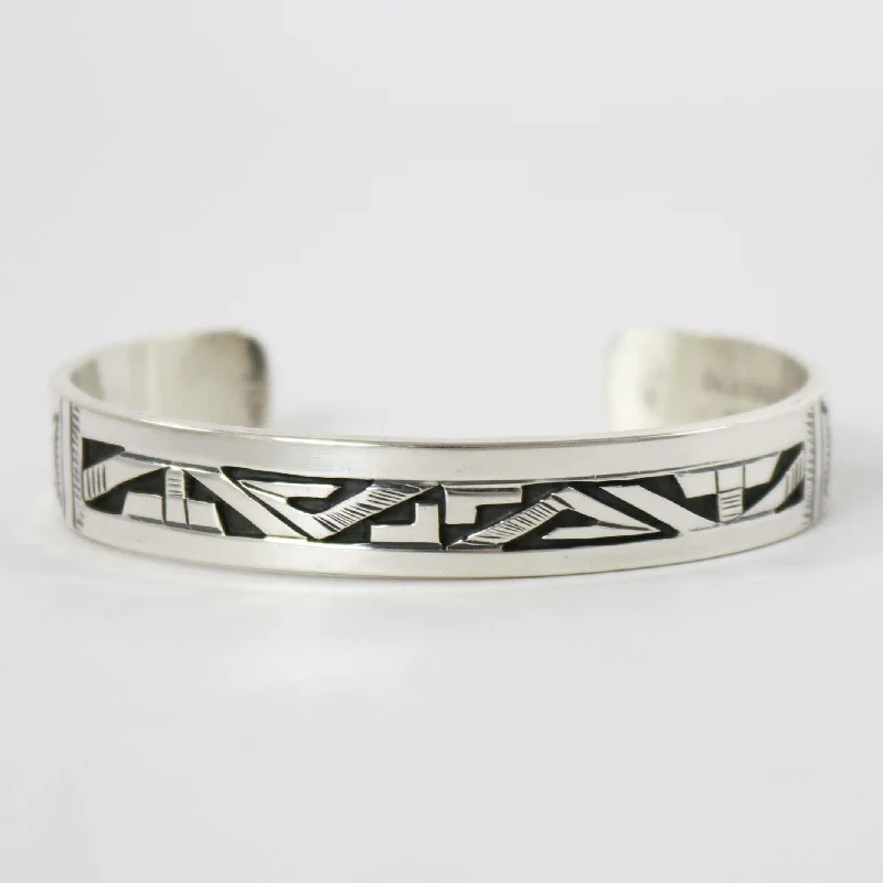 women's beaded bangles -Silver Overlay Cuff