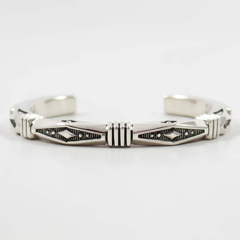 women's stacked bangles set -Stamped Silver Cuff