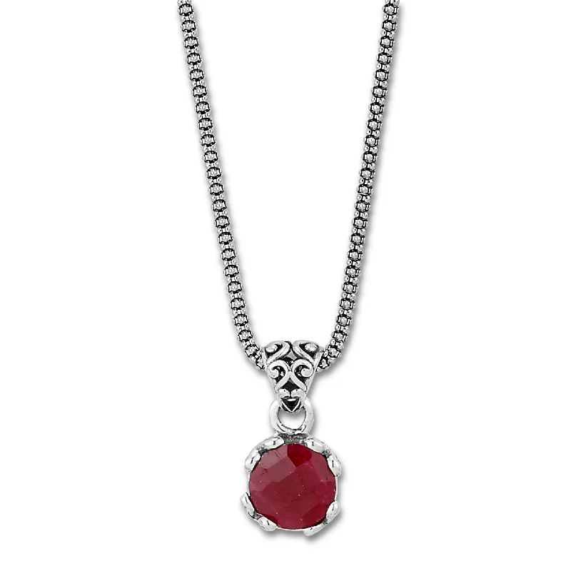 women's long necklaces -Sterling Silver Ruby Necklace