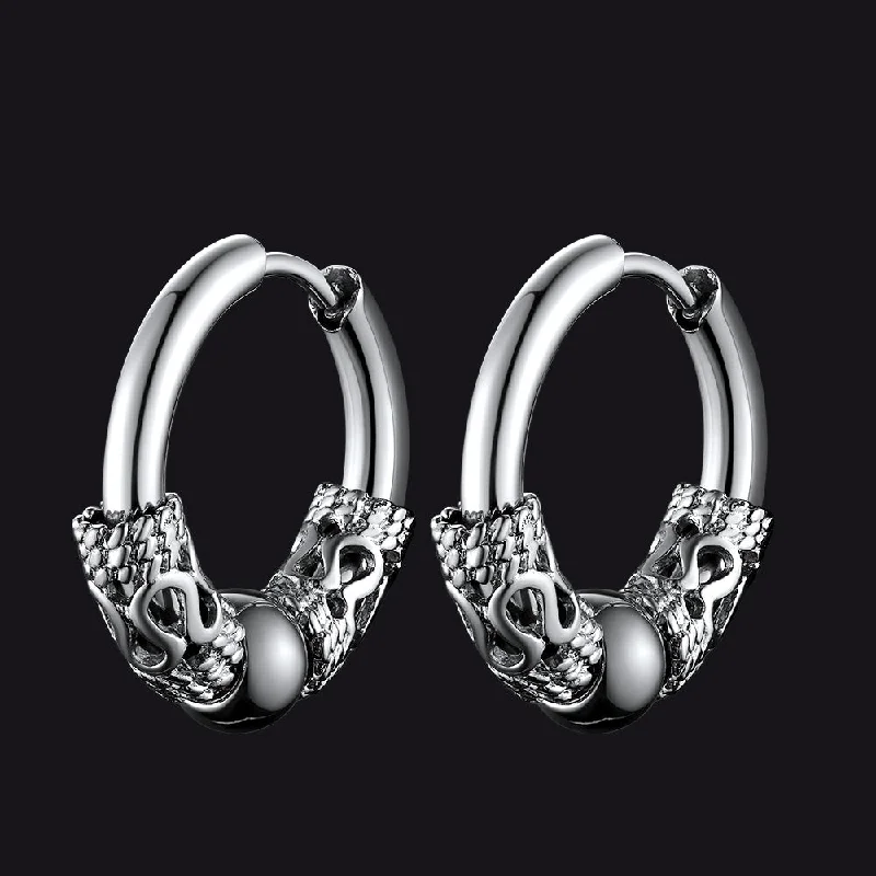 women's abstract earrings -Punk Dragon Totem Huggie Hoop Earrings For Men