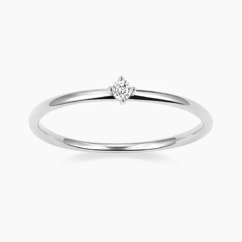 women's adjustable rings -Petite Round Solitaire Moissanite Stone Ring