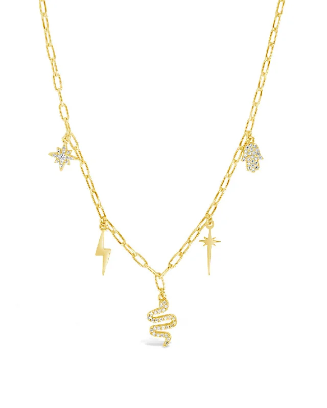 women's custom necklaces -Juno CZ Celestial Charm Necklace