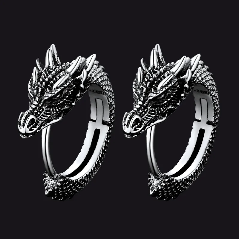 Dragon Hoop-Sterling Silver-Silver