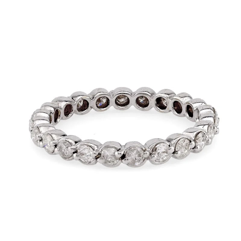 women's engagement necklaces -Mid Century Diamond Platinum Circular Eternity Band