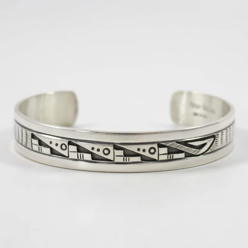 women's boho bracelets -Silver Overlay Cuff