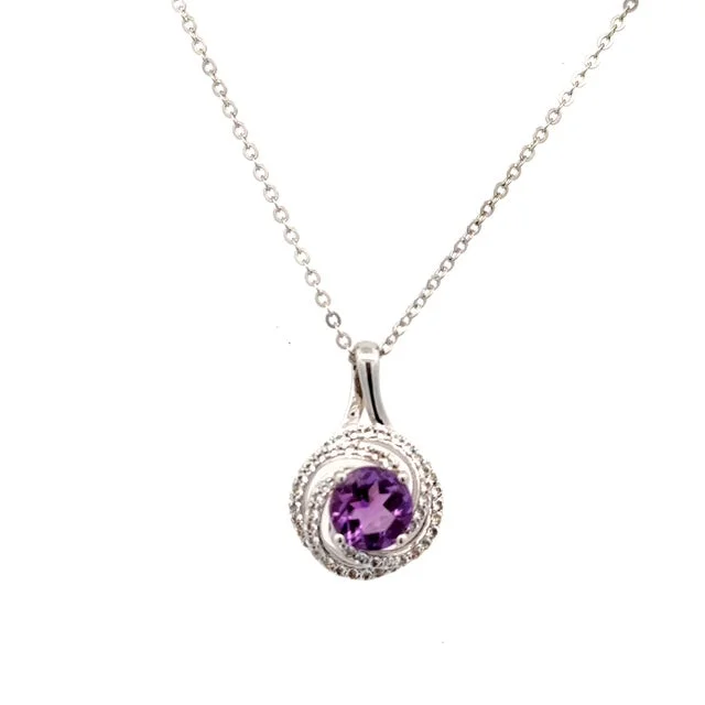 women's rhinestone necklaces -Sterling Silver Amethyst & White Topaz Necklace