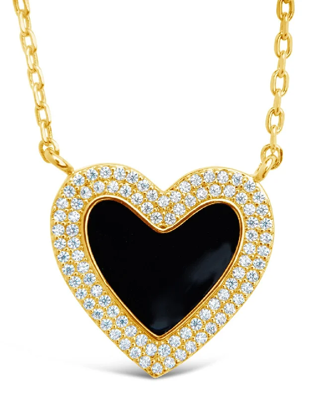 women's round pendant necklaces -Antonia CZ & Enamel Heart Pendant Necklace