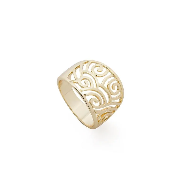 women's vintage rings -Gold Tone Waves Ring