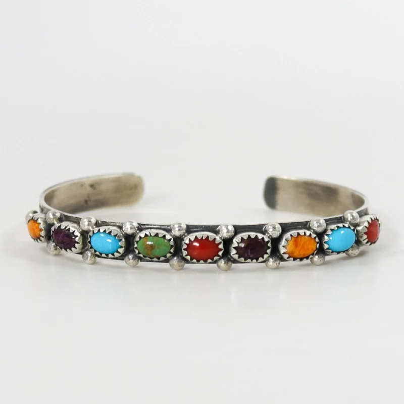 women's anniversary bangles -Multi-Stone Cuff