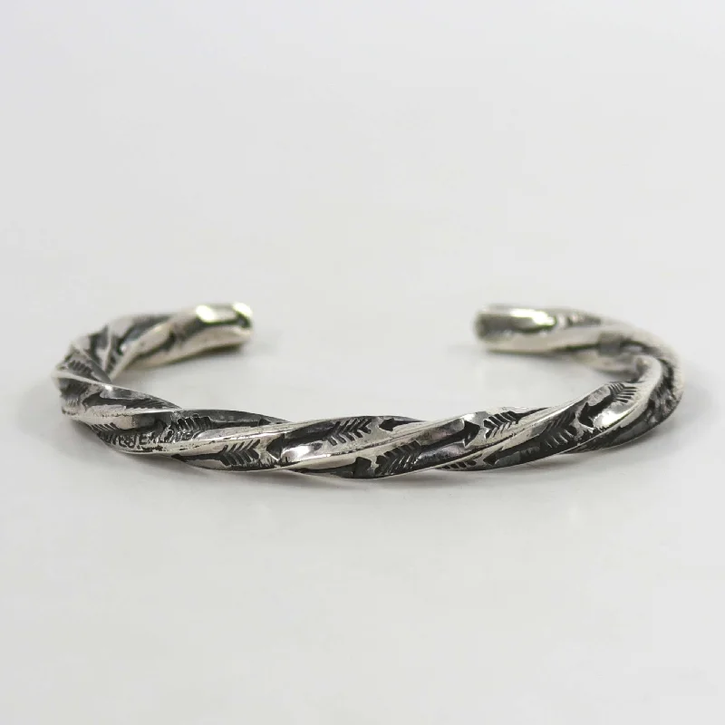 women's charm bracelets -Twisted Silver Cuff