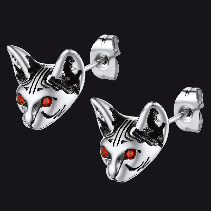 women's luxury earrings -Flash Sale Quirky Cat Kitten Stud Earrings For Men Women