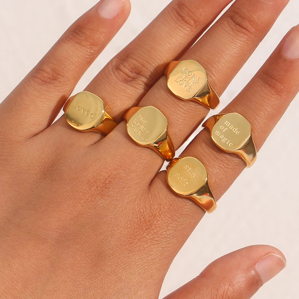 women's gemstone rings -Ellie® Inspiration Signet Rings