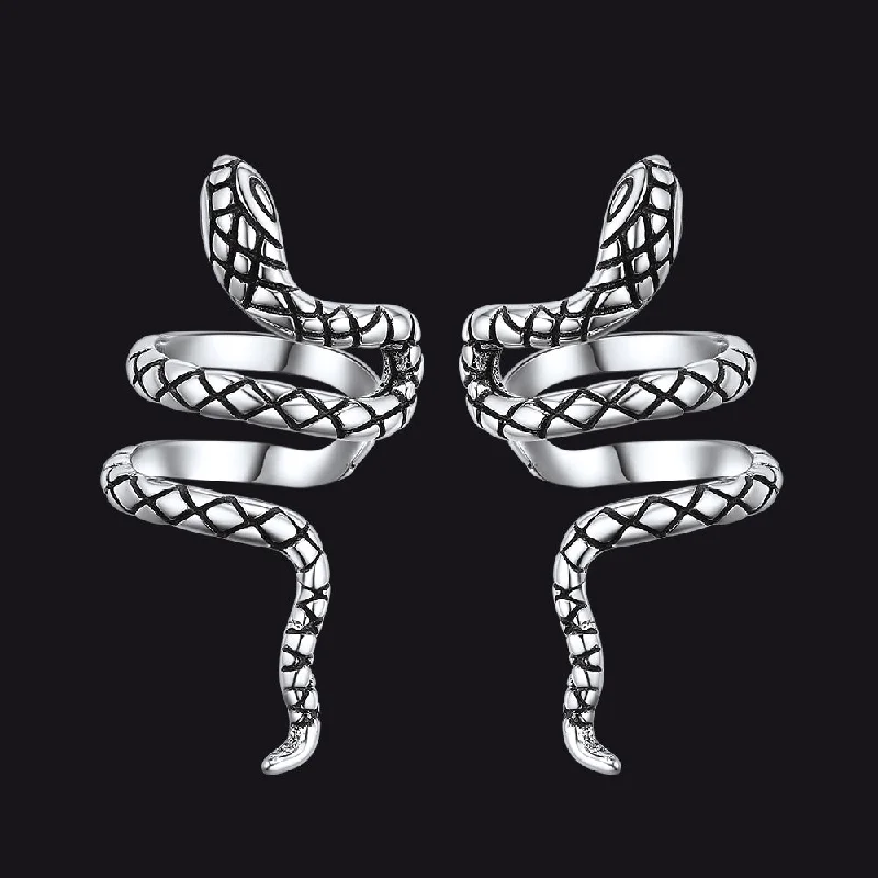 women's ear cuffs -925 Silver Coiled Snake Ear Cuff Earrings