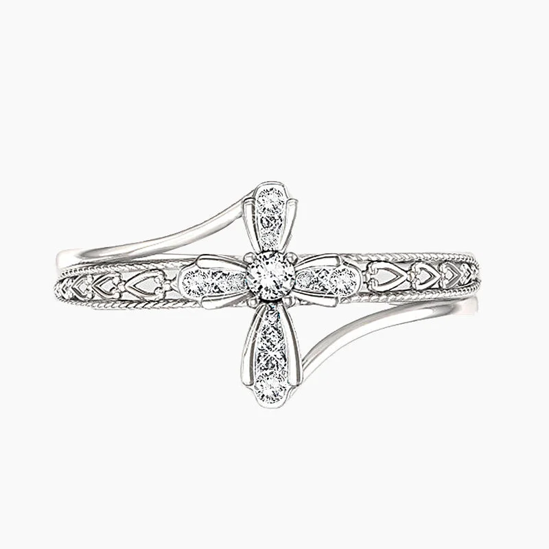 women's celestial rings -Handcrafted Cross Sterling Silver Amulet Ring