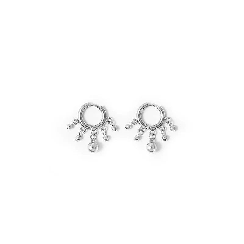 women's sterling silver earrings -Silver Lorno Hoops