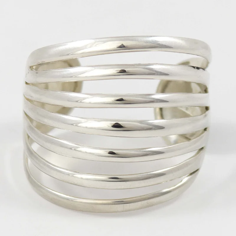 women's luxury charm bracelets -Split Silver Cuff