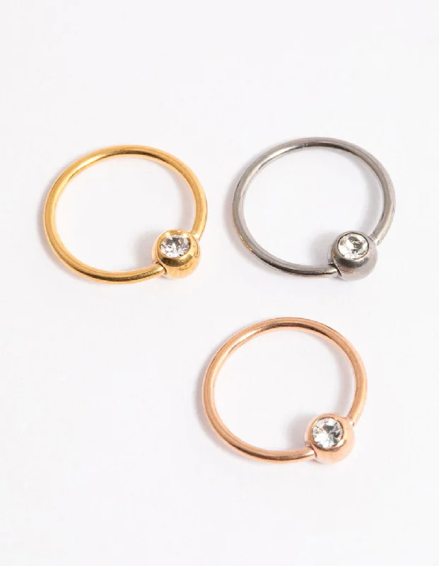 women's emerald rings -Titanium Nose Ring Pack