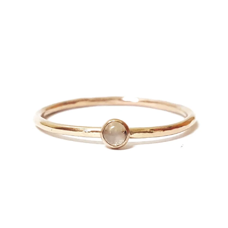 women's sterling silver chain necklaces -Mini Moonstone Stacking Ring in Gold