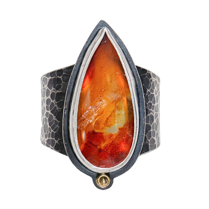 women's vintage style rings -Quartz With Iron Oxide Ring - Sterling + 18k Gold - Size 9.5