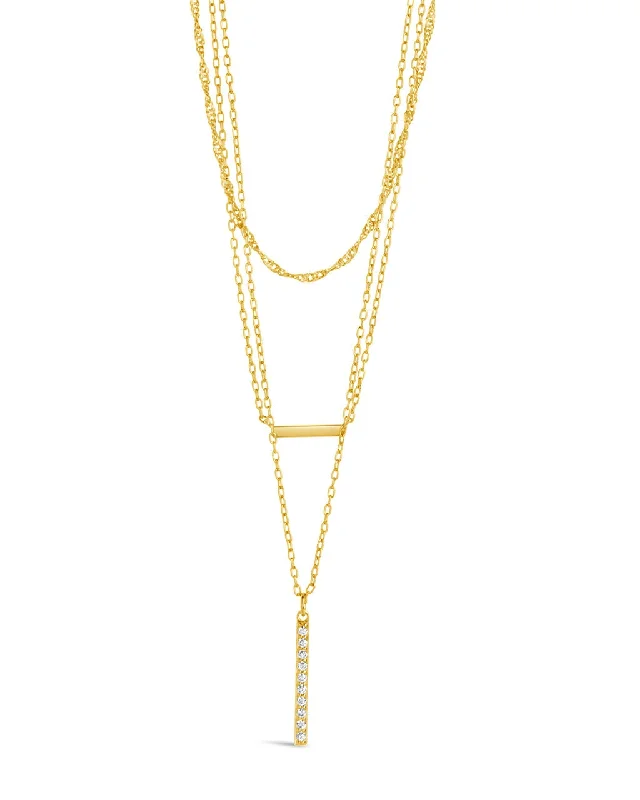 women's gold chain necklaces -Lottie CZ Pendants & Chain Layered Necklace