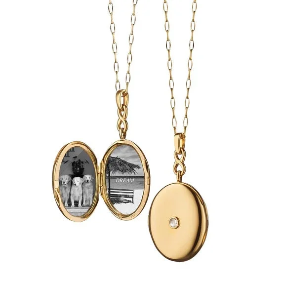 women's designer crystal necklaces -Infinity Diamond & Gold Locket Necklace