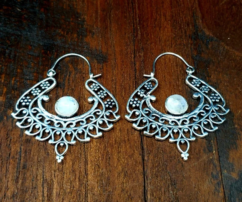 women's personalized earrings -Moonstone Bohemian Earrings