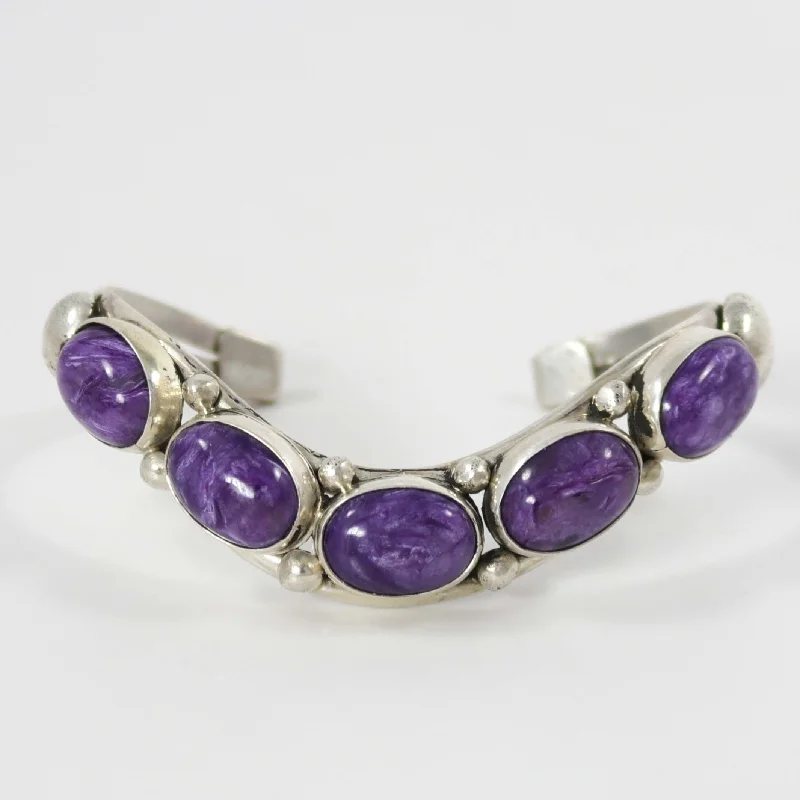 women's mixed metal bracelets -Charoite Cuff